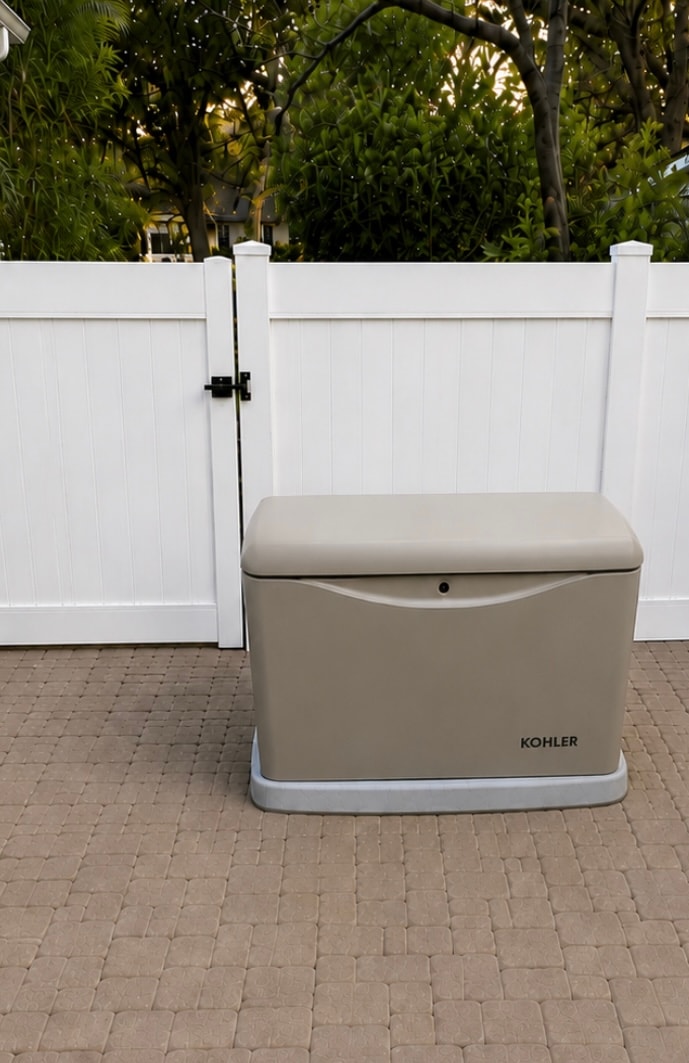Kohler standby generator installed on concrete pad
