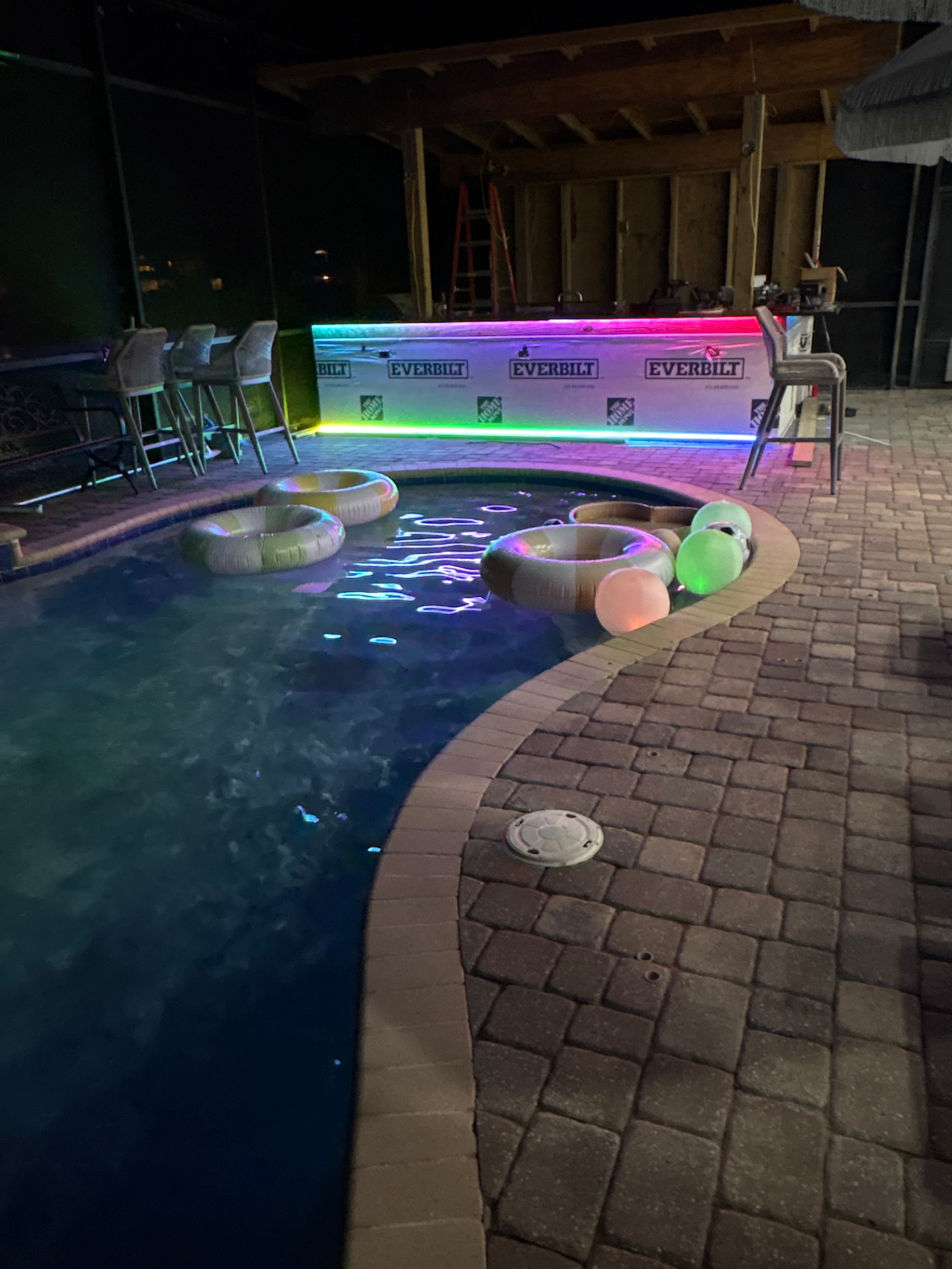 Outdoor pool bar with recessed lighting — residential electrical